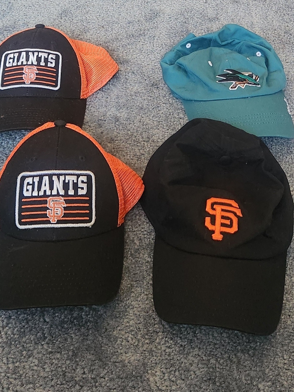 San Francisco Giants Black & Orange Baseball Caps - Lot of 3